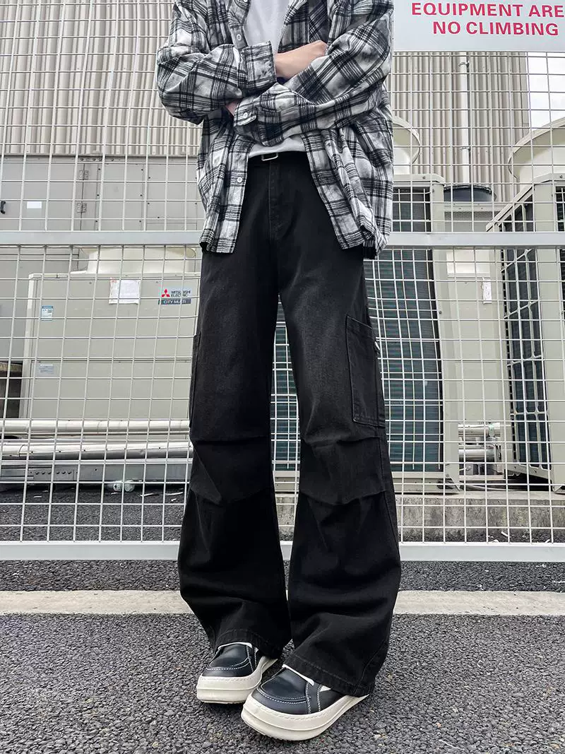 Quần jean công sở dành cho lính dù, kiểu Mỹ mới, quần xếp ly, quần ống rộng thời trang cho mùa thu đông.