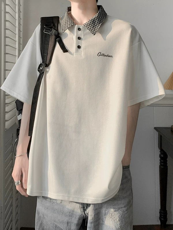 Áo polo nam tay ngắn kiểu Mỹ, áo thun nửa tay phối màu mùa hè, áo đôi cao cấp thời thượng