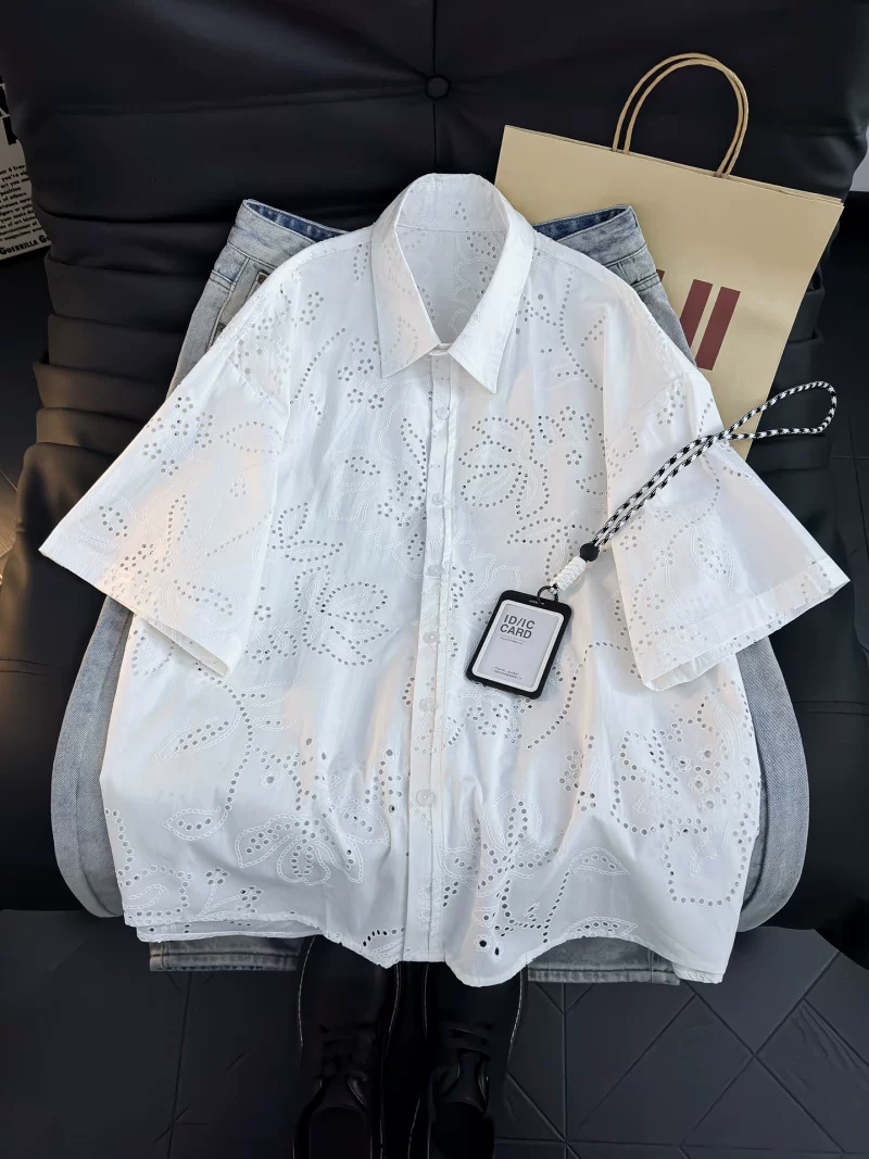 Áo sơ mi ngắn tay kiểu Mỹ dành cho nam và nữ, áo kiểu dáng rộng rãi thoáng khí mùa hè, áo khoác thiết kế thời trang.