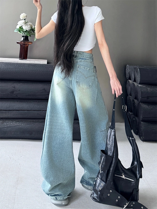Quần jeans kiểu Mỹ dành cho nam và nữ, quần ống rộng dáng suông hợp thời trang, thiết kế mùa hè với kiểu dáng ống rộng cá tính và sành điệu.