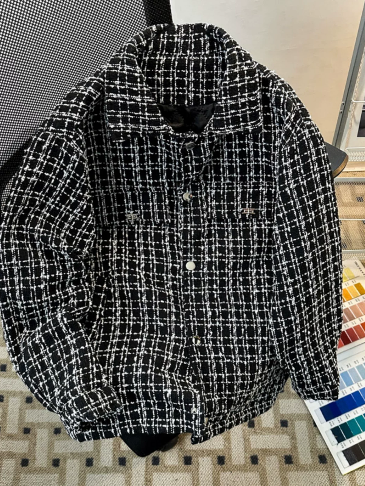 Áo khoác nam phong cách Chanel cổ điển, áo khoác cặp đôi dáng rộng phong cách Mỹ cao cấp hợp thời trang thu đông.