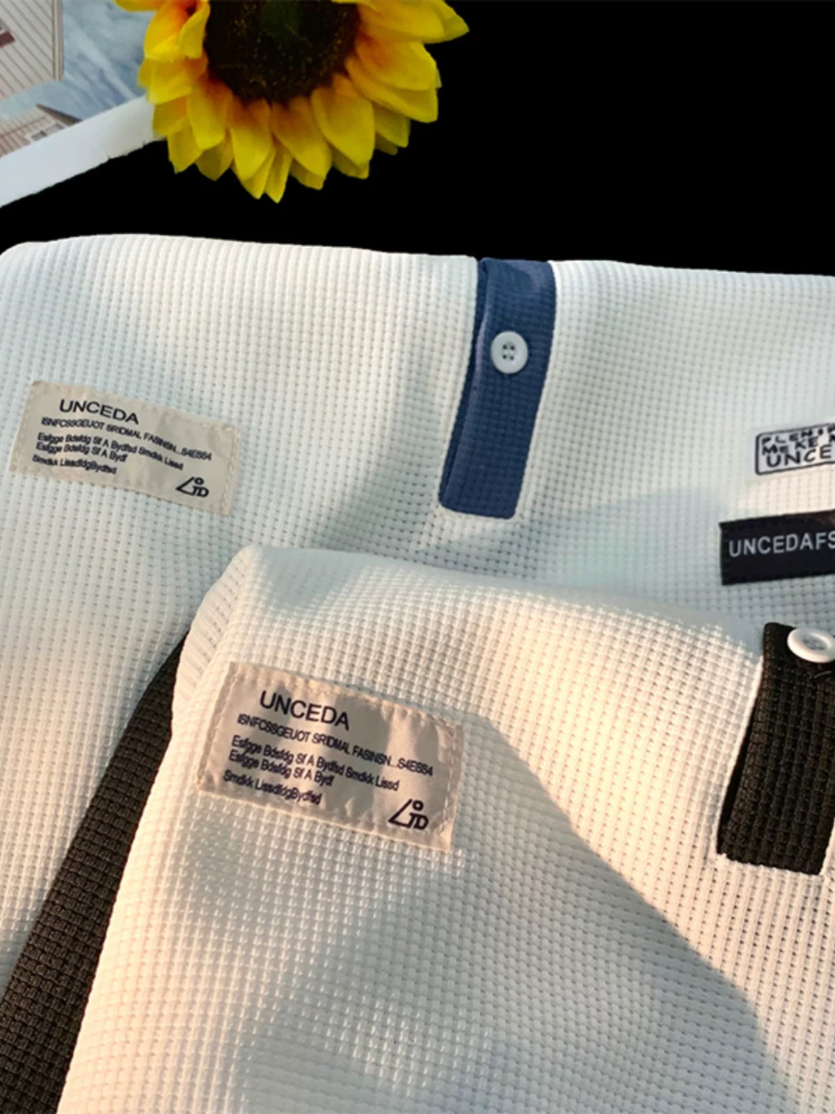 Áo polo tay raglan phối màu cho nam, áo thun ngắn tay vải waffle hợp thời trang mùa hè, áo đôi rộng rãi phong cách Mỹ Hồng Kông.