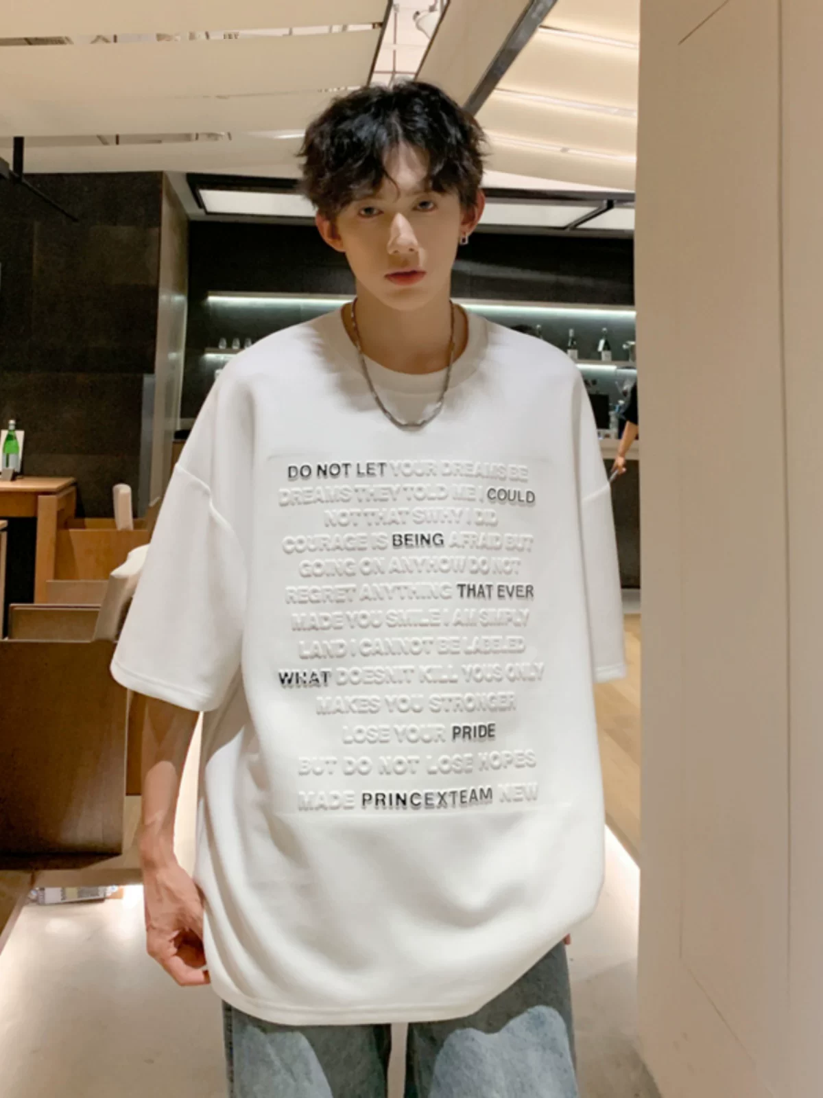 Áo thun in chữ thiết kế thời trang dành cho nam, tay ngắn, chất liệu dày dặn kiểu Mỹ, dáng rộng, áo thun nửa tay hợp thời trang mùa hè.