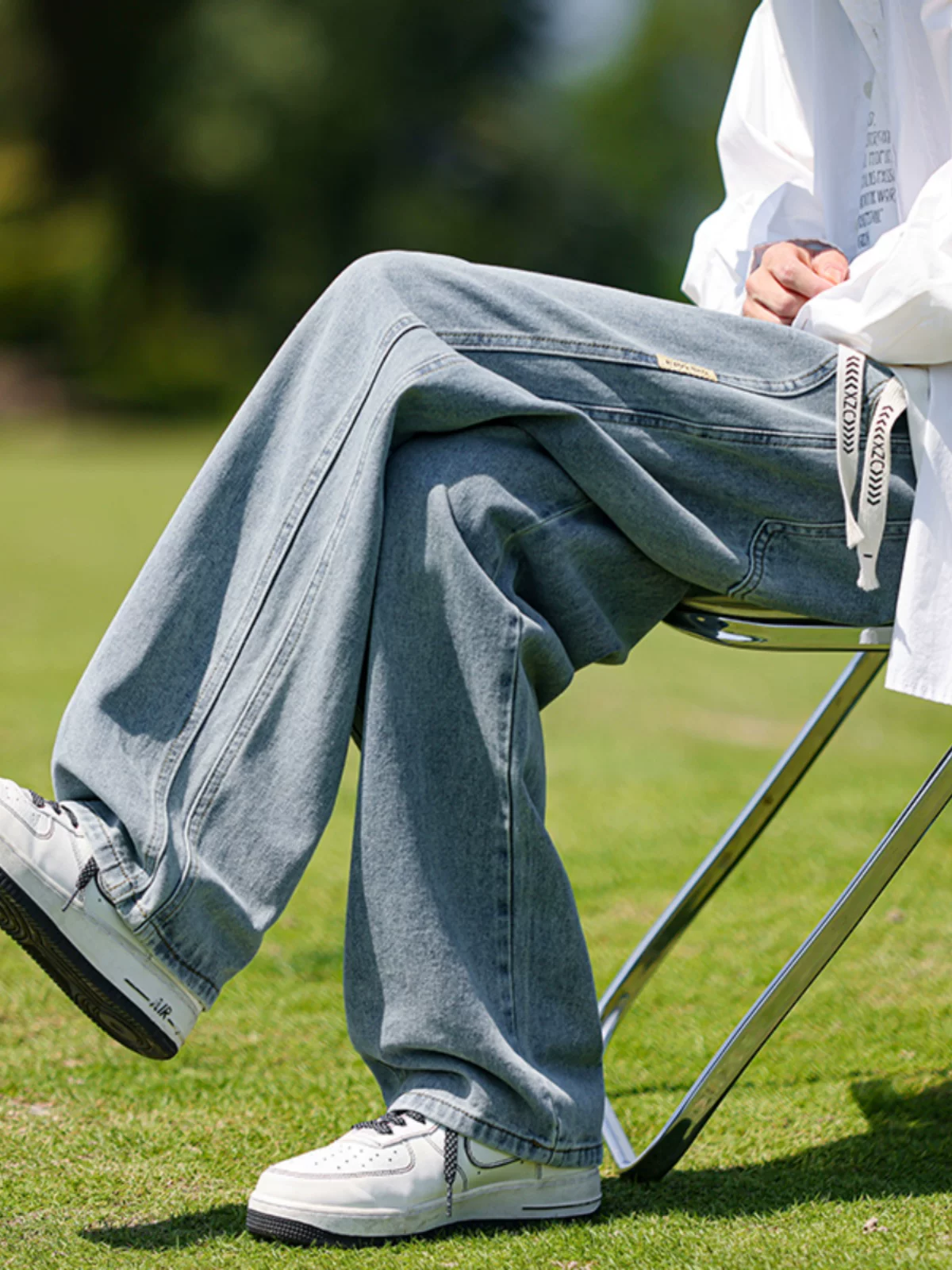 Quần jeans ống đứng dây rút nam hè 2025 kiểu mới đa năng phong cách học sinh Mỹ thời thượng, chất liệu washed, quần dài mặc thường ngày