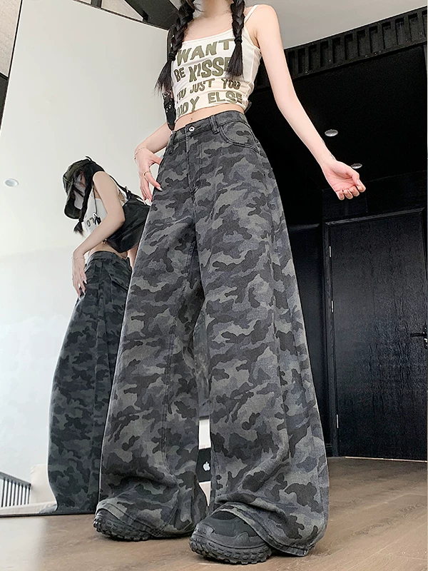 Quần jeans ống rộng kiểu Mỹ dành cho nam và nữ, quần công sở dáng rộng mới mùa hè 2025, quần dài ống thẳng mỏng.