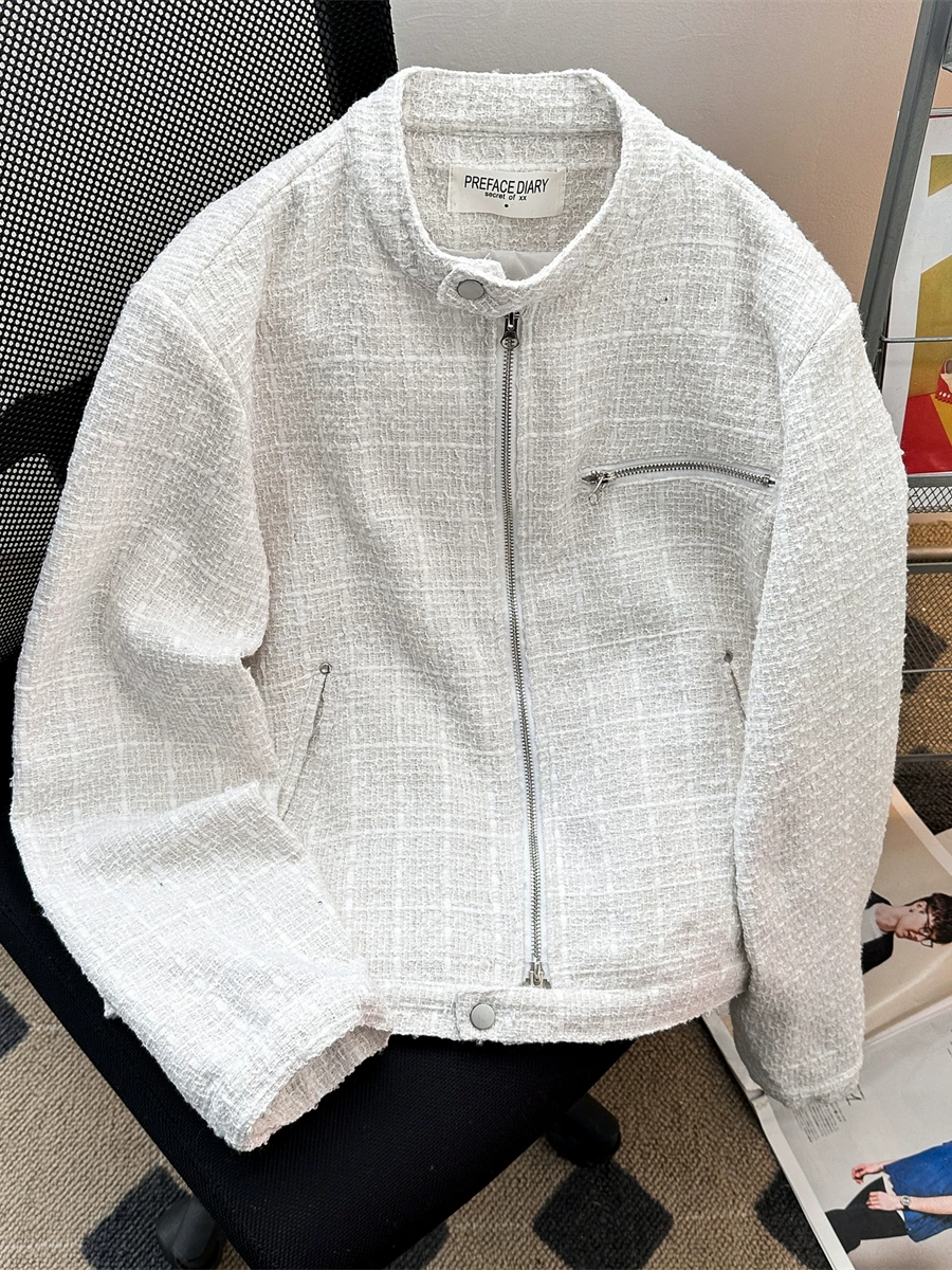 Áo khoác dệt kiểu Chanel dành cho nam, mùa xuân thu, cao cấp, sành điệu, áo khoác ngắn, áo khoác bóng chày kiểu Mỹ cleanfit.