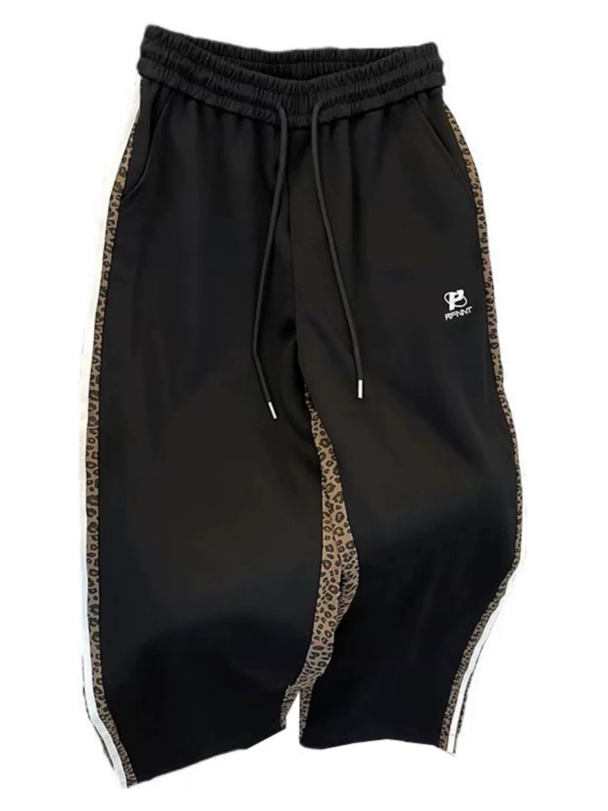 Quần thể thao chắp vá họa tiết da báo độc đáo unisex phong cách hip-hop Mỹ quần dài mùa xuân thu dáng rộng hợp thời trang quần dài thường ngày