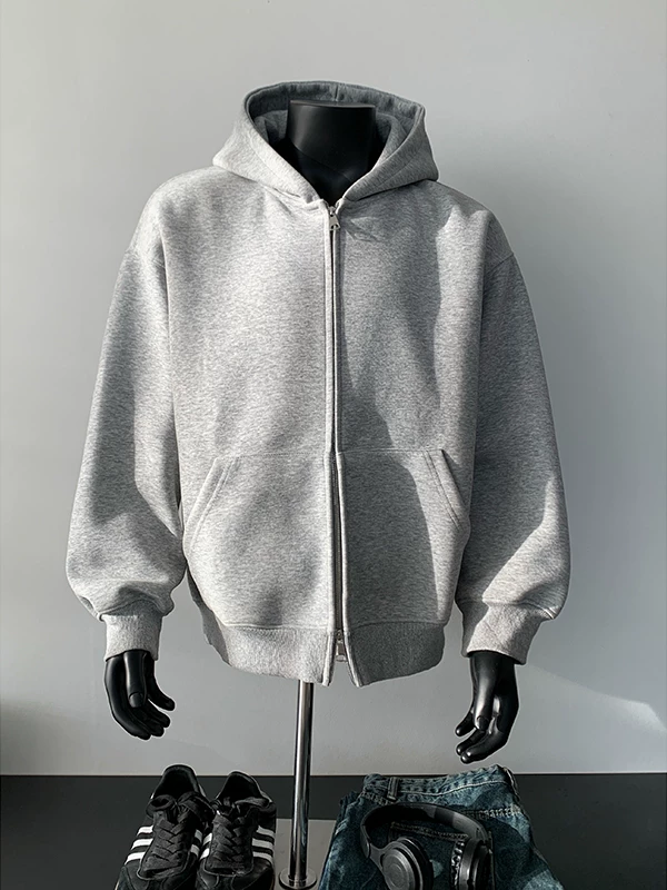 Áo nỉ có khóa kéo đôi Spring cleanfit dành cho nam, áo khoác cardigan oversized phong cách Mỹ thời thượng, quần áo cặp đôi có mũ trùm đầu rộng rãi.