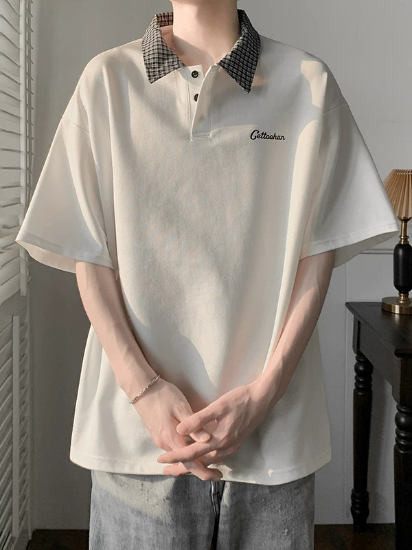 Áo polo nam tay ngắn kiểu Mỹ, áo thun nửa tay phối màu mùa hè, áo đôi cao cấp thời thượng