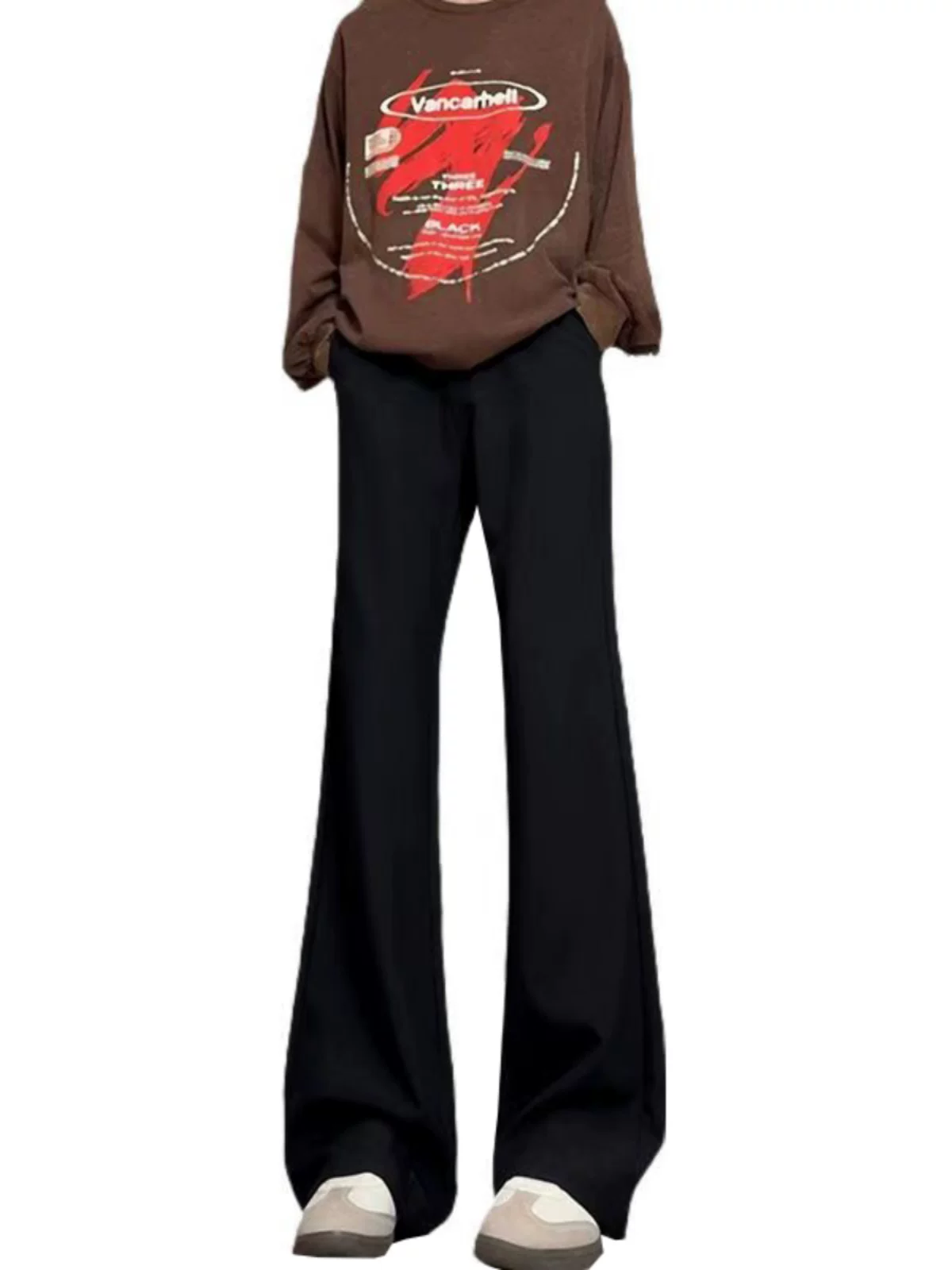 Quần ống loe kiểu Mỹ mùa thu dành cho nam, quần âu cao cấp dáng suông, quần tây ống đứng thời thượng cá tính.