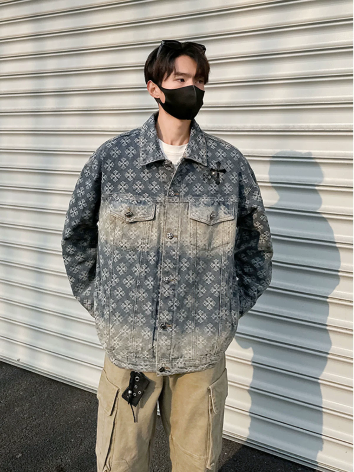 Áo khoác denim thêu Jacquard dành cho nam, phong cách retro Mỹ thời thượng mùa xuân thu, áo khoác công sở rộng rãi, thoáng mát.