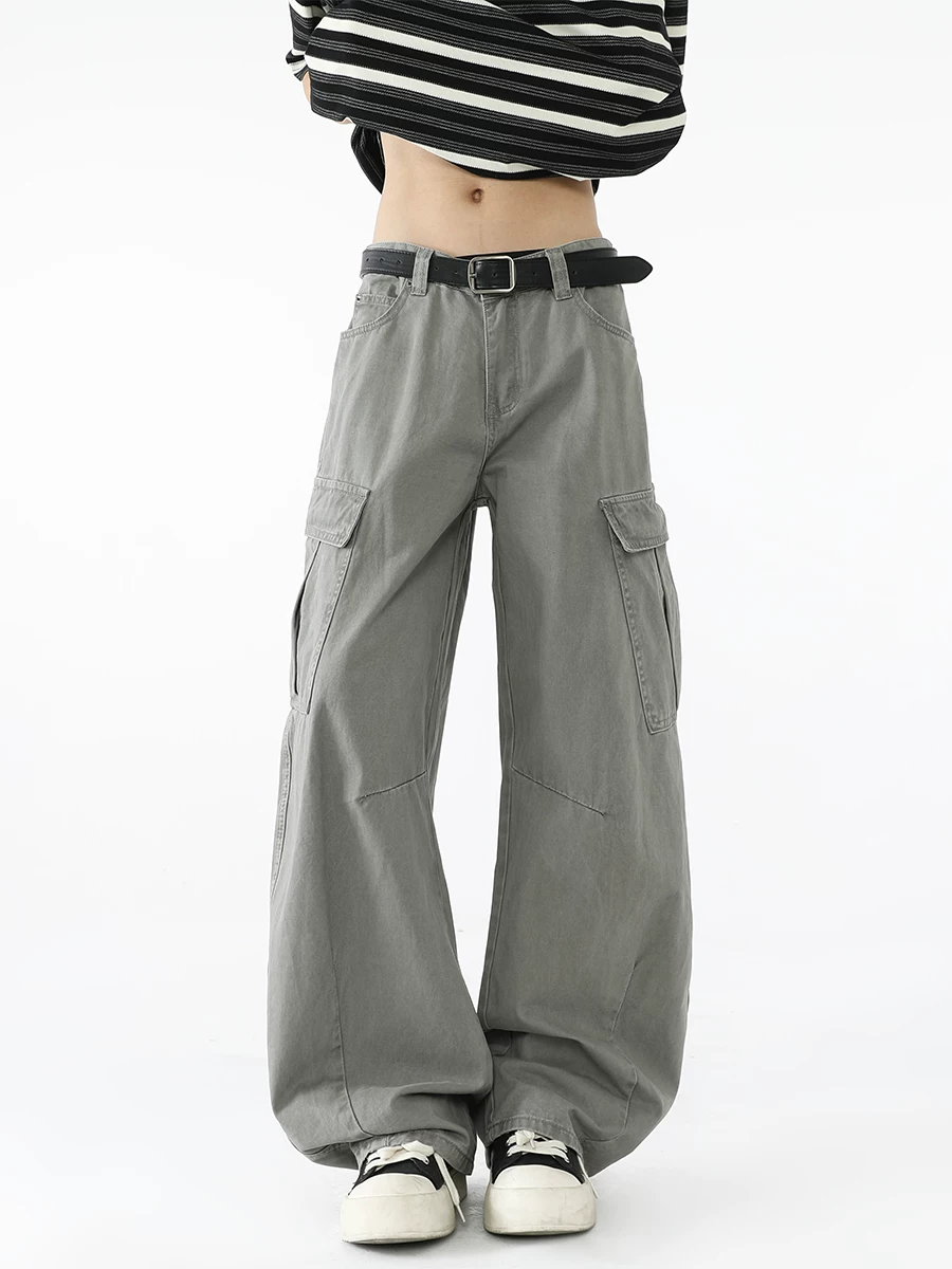 Quần dài nam chất liệu washed, kiểu dáng thời trang xuân thu, thiết kế thương hiệu, phong cách đường phố Mỹ rộng rãi, quần dài dáng cong oversized.