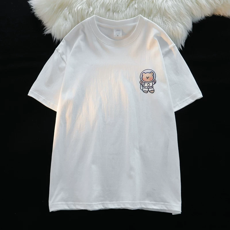Áo thun ngắn tay cotton nguyên chất mùa hè dành cho nam, áo in họa tiết dáng rộng hợp thời trang phong cách Hồng Kông, áo thun nửa tay đa năng dành cho cặp đôi sinh viên