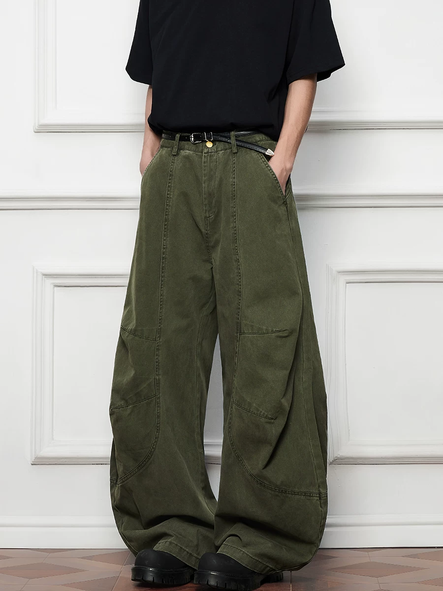 Quần jean ống rộng dáng rộng hợp thời trang mùa hè dành cho nam, quần dài phong cách đường phố Mỹ.