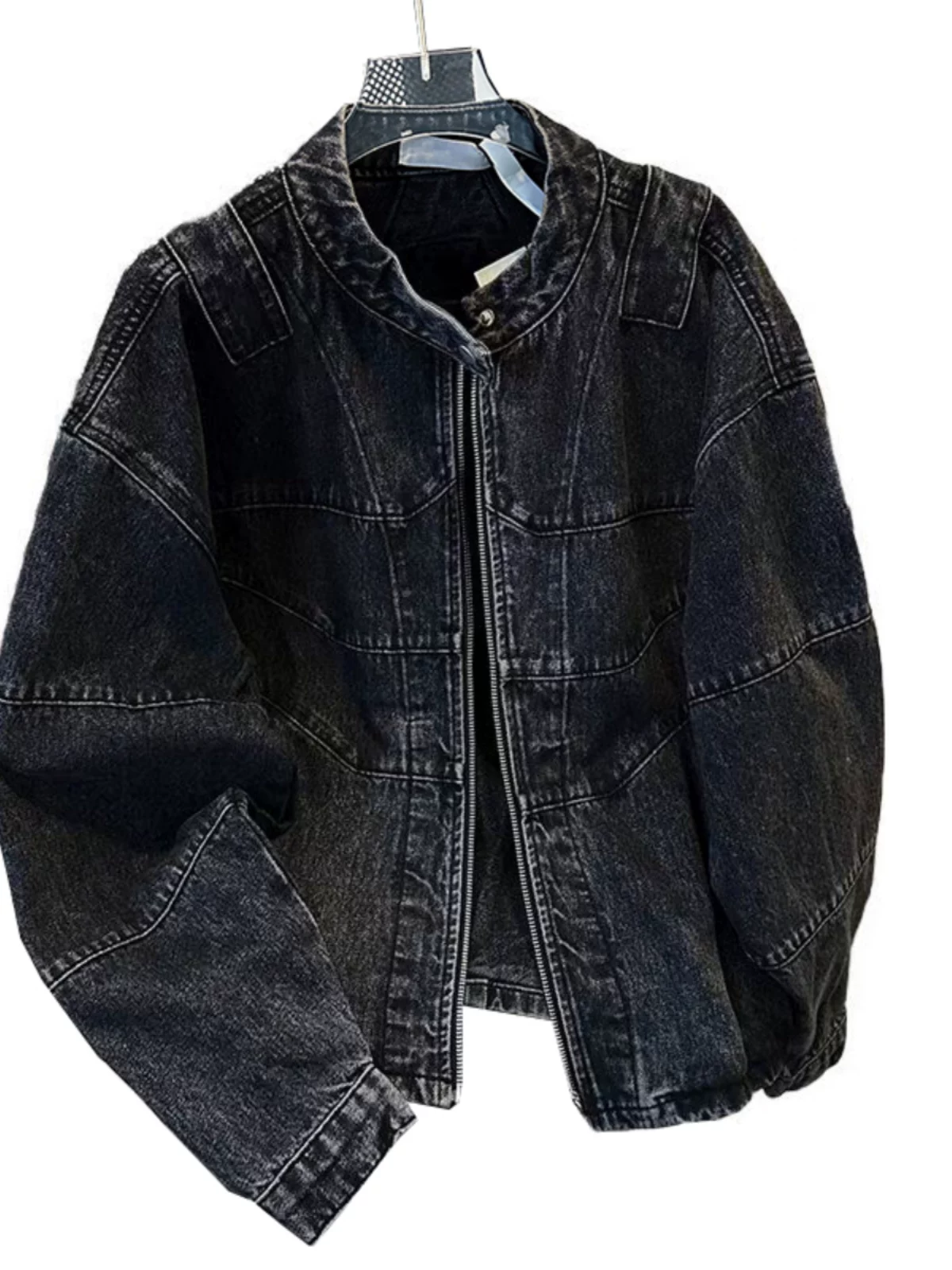 Áo khoác denim nam chất liệu dày dặn, phong cách Mỹ thời thượng, giặt mài vintage, dáng rộng, ngắn, mặc thường ngày cho mùa xuân và mùa thu.