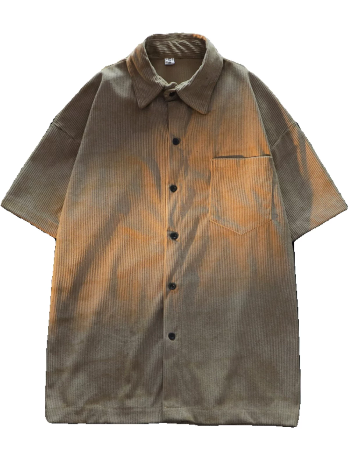 Áo sơ mi ngắn tay kiểu Mỹ phong cách Hồng Kông dành cho nam, áo sơ mi vải nhung mỏng mùa hè, áo khoác cặp đôi đa năng hợp thời trang.