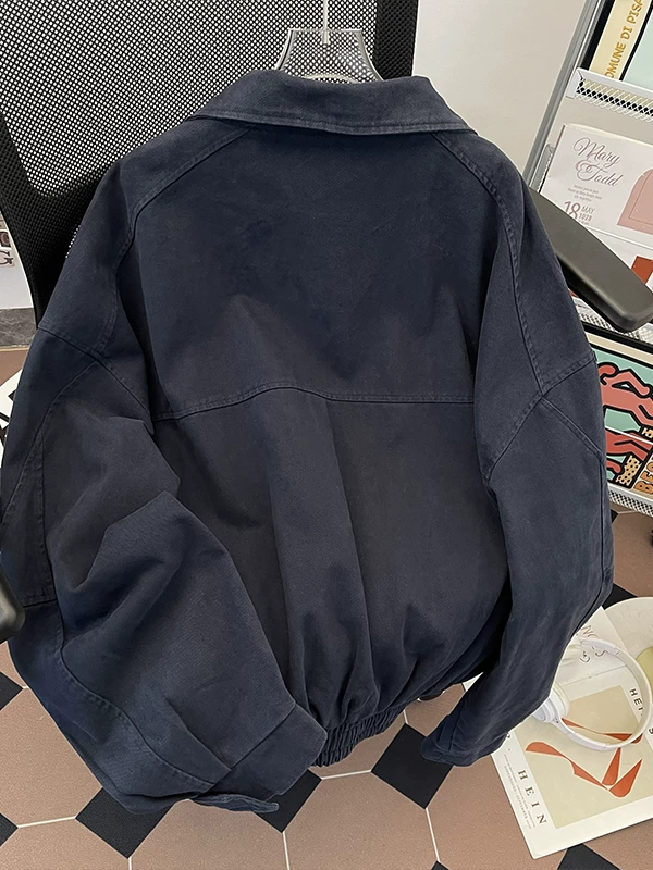 Áo khoác cổ đứng ngắn kiểu Mỹ dành cho nam, áo khoác vải canvas cleanfit mùa xuân thu, áo khoác công sở thời trang, cá tính.