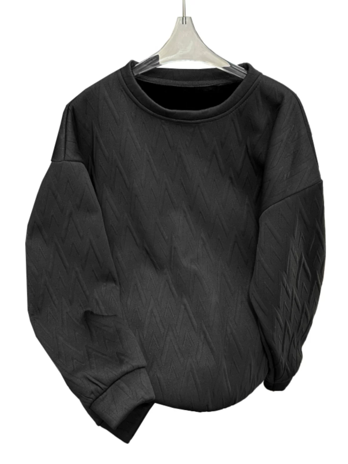 Áo nỉ jacquard hợp thời trang mùa xuân thu dành cho nam, áo lót cổ tròn dáng rộng, áo khoác học sinh đa năng phong cách Hàn Quốc.