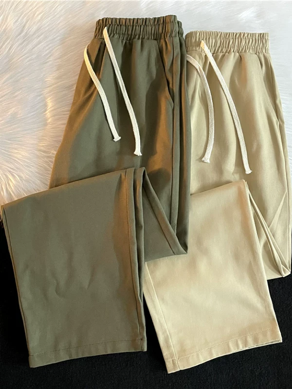Quần dài ống rộng kiểu Nhật đơn giản dành cho nam giới, quần công sở đơn giản, hợp thời trang, quần ống rộng thông thường, mỏng, đa năng, mùa hè