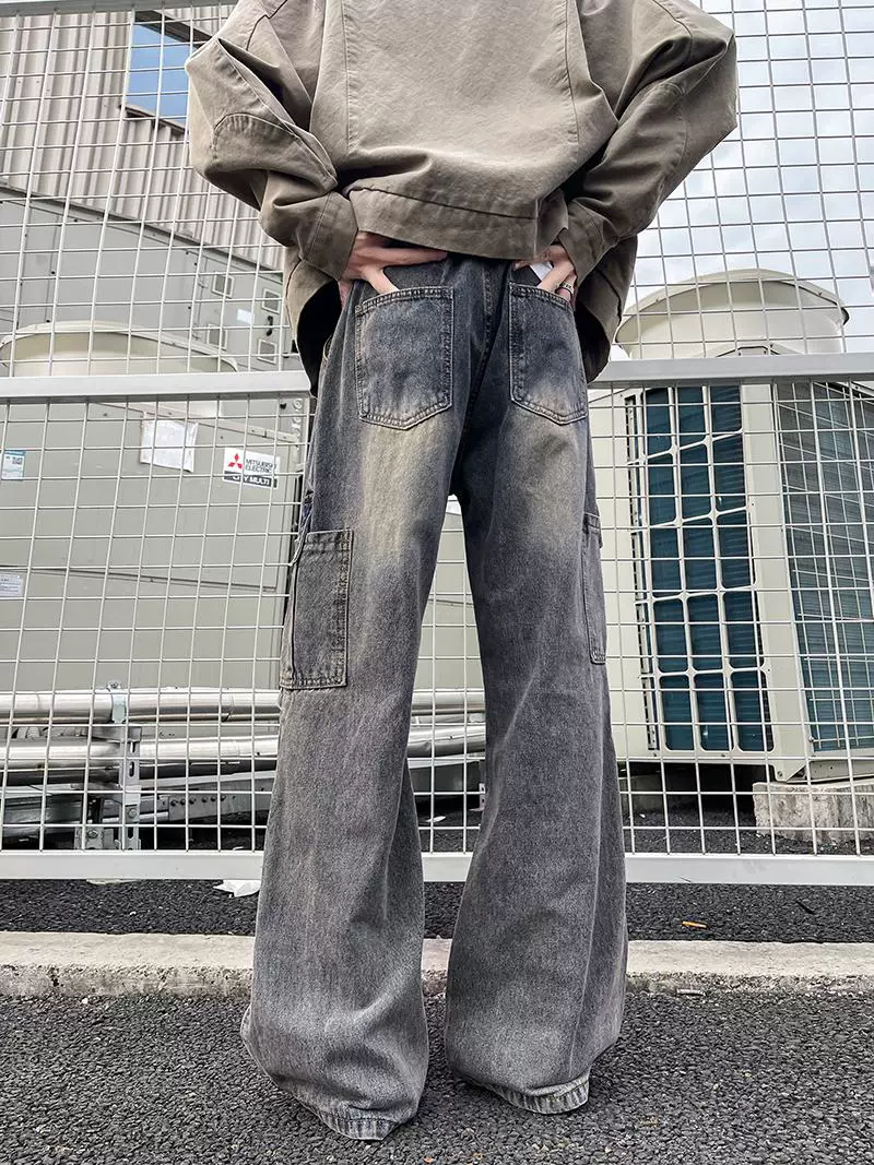 Quần jean công sở dành cho lính dù, kiểu Mỹ mới, quần xếp ly, quần ống rộng thời trang cho mùa thu đông.
