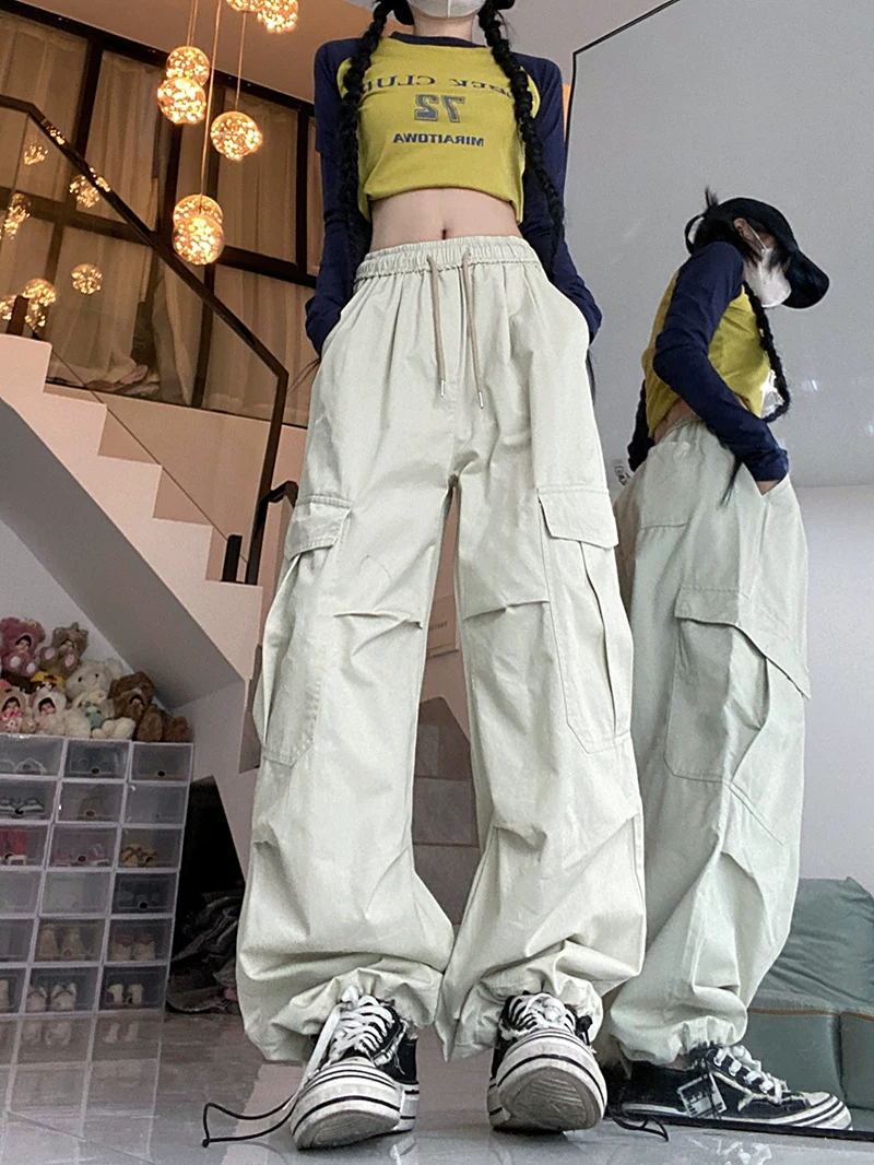 Quần cặp đôi phong cách hip-hop kiểu Mỹ mùa thu, quần cargo thời trang đường phố cao cấp, quần nam rộng rãi thoải mái, quần ống rộng