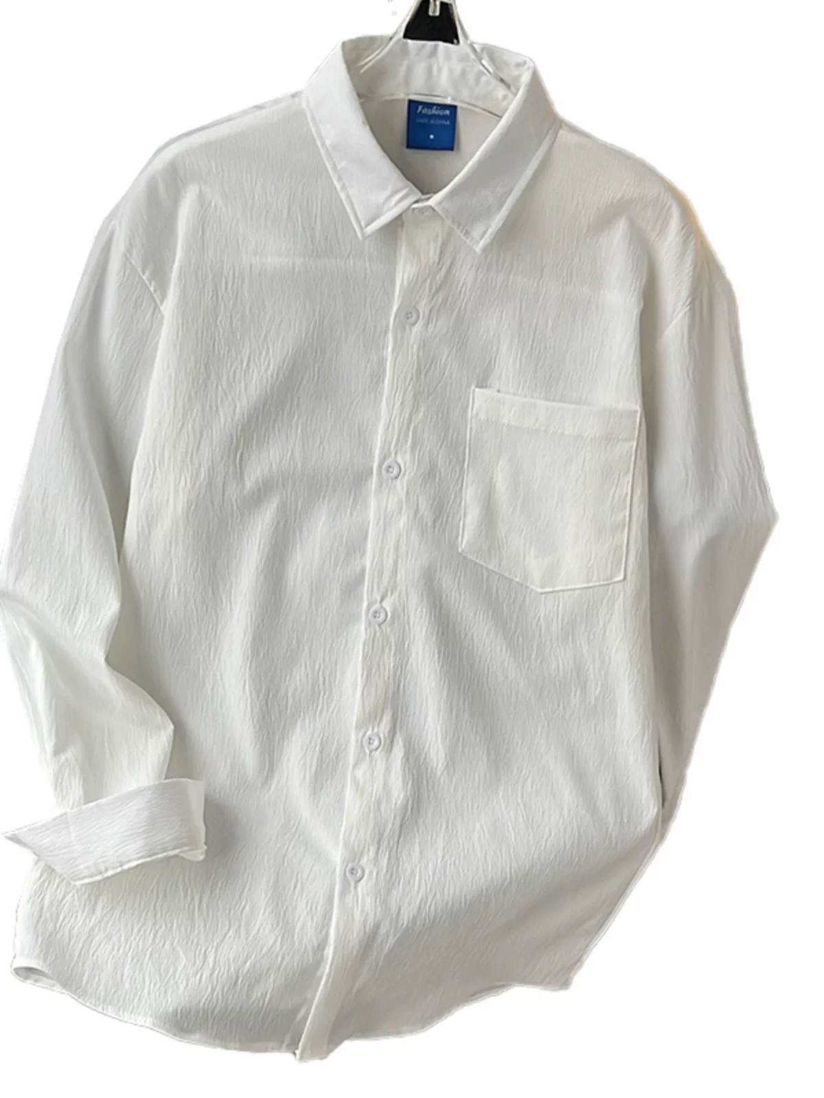 Áo sơ mi nam tay dài màu trơn đơn giản, kiểu dáng thời thượng cao cấp, chất liệu lụa đá mỏng nhẹ, áo sơ mi mùa hè rộng rãi thoải mái.