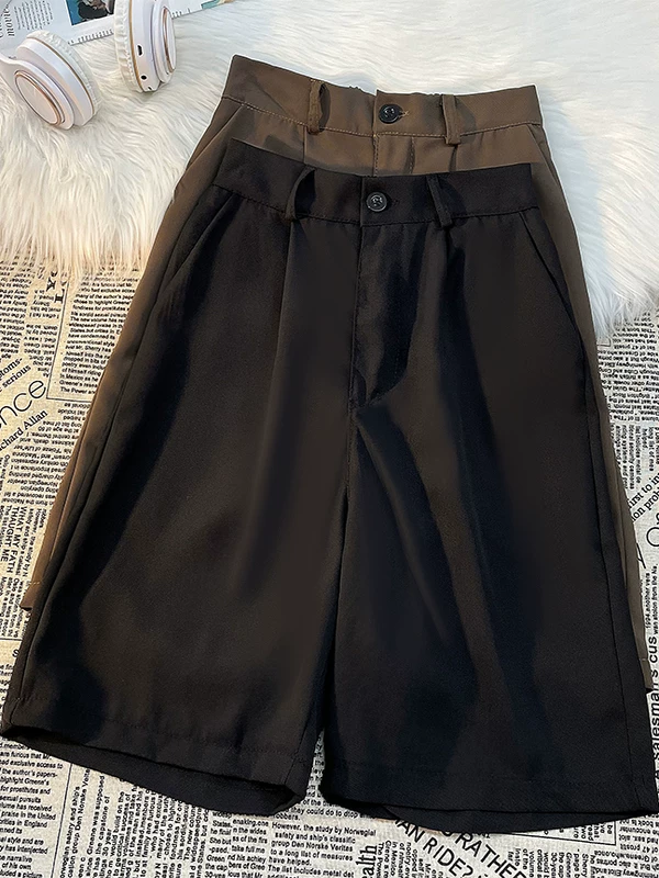 Quần short kiểu retro Nhật Bản dành cho nam, phong cách Hàn Quốc, vẻ ngoài cá tính và trưởng thành, quần năm phần dáng rộng thoải mái mùa hè.