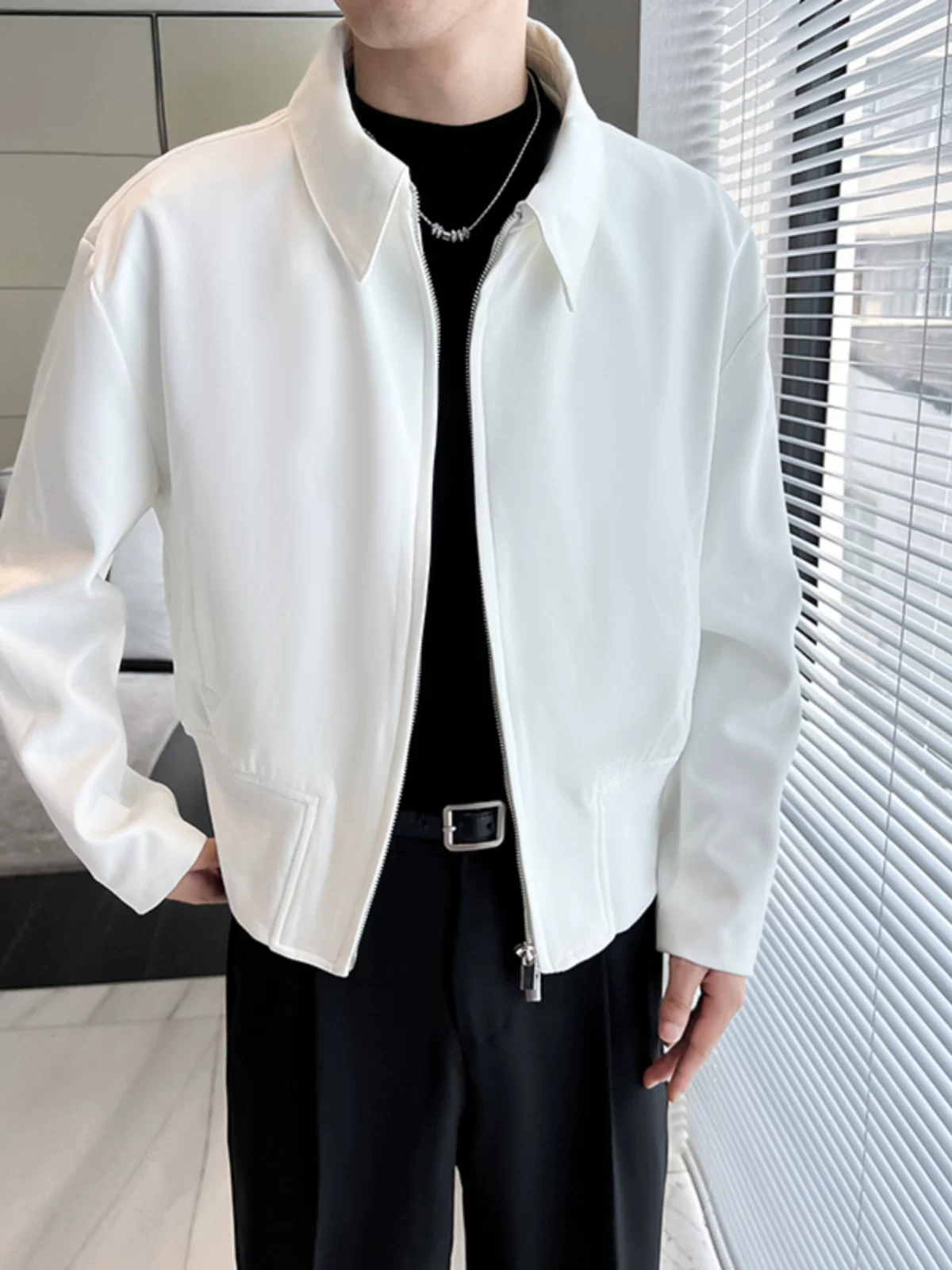 Áo khoác nam thời trang xuân thu, kiểu dáng gọn gàng, cao cấp, phong cách Mỹ, áo khoác ngắn kiểu dáng rộng rãi, lịch lãm.