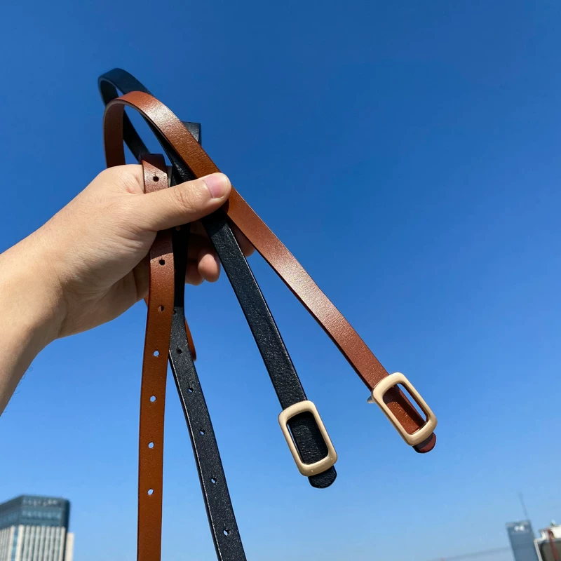 Thắt lưng da mỏng phong cách cổ điển Hồng Kông unisex đa năng thắt lưng mở rộng phiên bản Hàn Quốc hợp thời trang đơn giản trẻ trung thắt lưng quần thường ngày