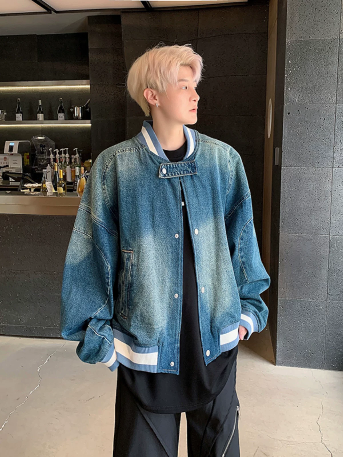 Áo khoác denim kiểu Mỹ retro cleanfit dành cho nam, áo khoác bóng chày ngắn dáng rộng, thương hiệu thời trang xuân thu, áo khoác ngoài cổ điển dành cho cặp đôi.