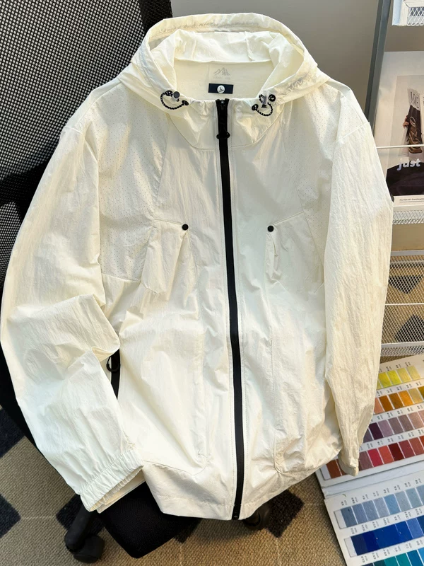 Quần áo chống nắng ngoài trời mùa hè mới, mát mẻ và thoáng khí, quần áo chống tia UV, áo khoác lụa băng thể thao kiểu Mỹ dành cho cặp đôi