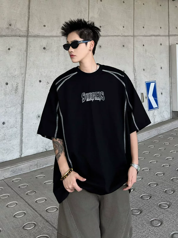 Áo thun nam tay ngắn phong cách retro Mỹ, thiết kế mùa hè in chữ, áo thun mát mẻ và đa năng.