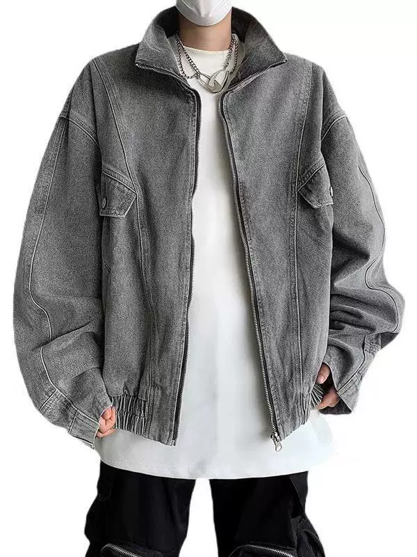 Áo khoác cổ điển Niche Reverse-Wear dành cho nam, áo khoác ngắn kiểu dáng gọn gàng theo phong cách Mỹ, trang phục dạo phố rộng rãi hợp thời trang cho mùa xuân và mùa thu.