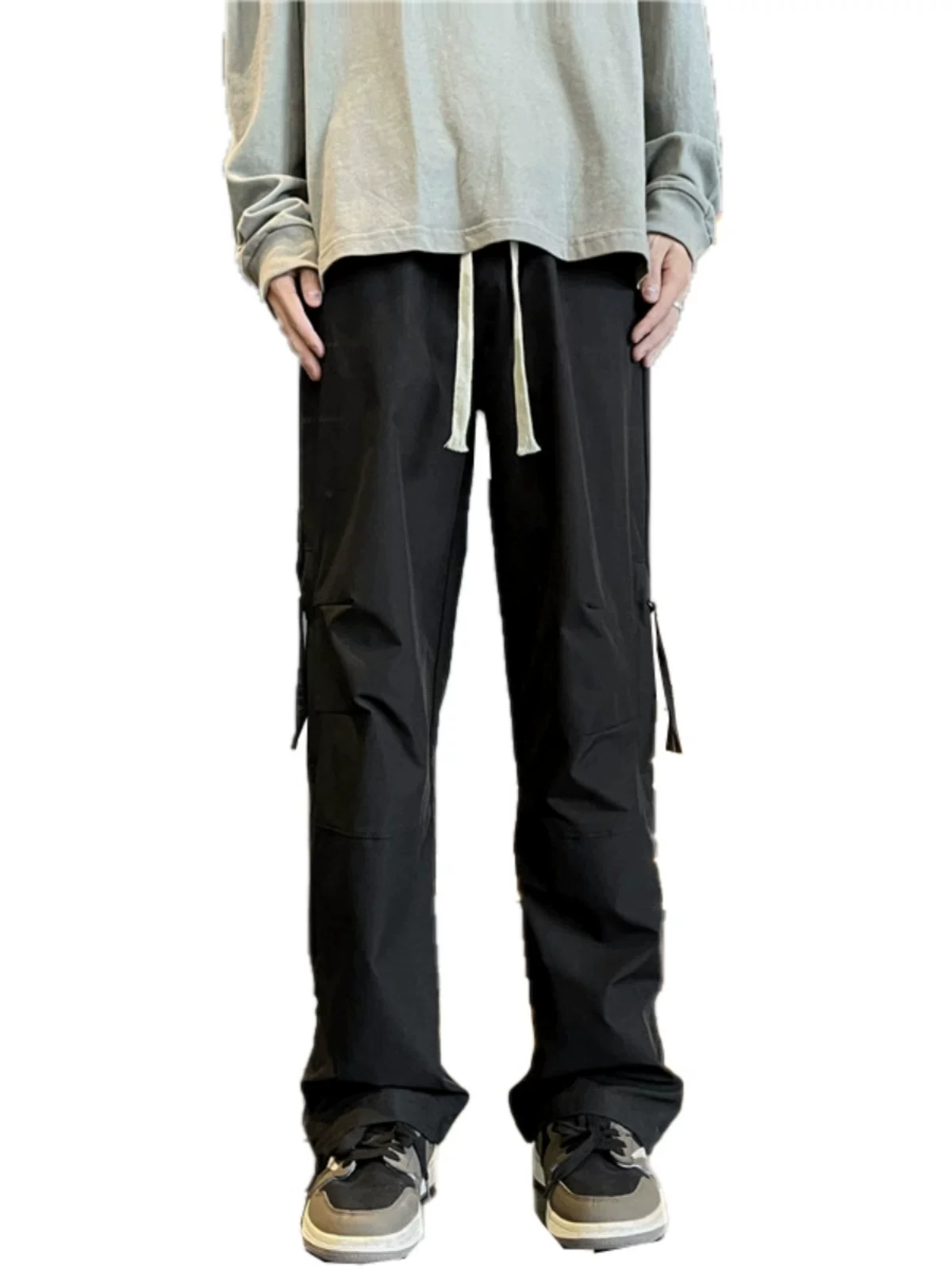 Quần cargo nam kiểu Nhật, chất liệu nhanh khô, đa năng, thích hợp cho mùa xuân và mùa thu, quần dài ống thẳng thời trang, đa dụng.