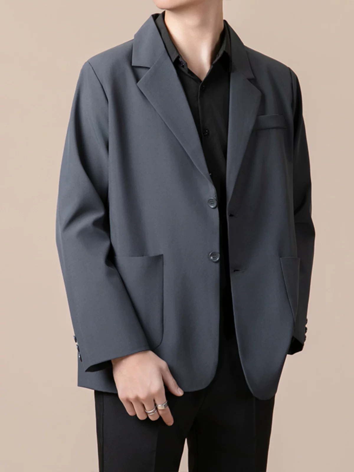 Áo khoác blazer nam cao cấp phong cách Hồng Kông cổ điển, kiểu dáng mới mùa xuân thu, áo khoác vest dáng rộng thoải mái.