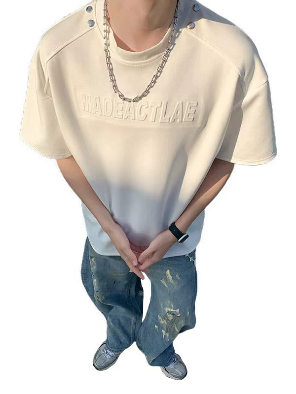 Áo thun nam tay ngắn in nổi 3D, áo thun tay lửng kiểu Mỹ retro, áo đôi thời trang mùa hè