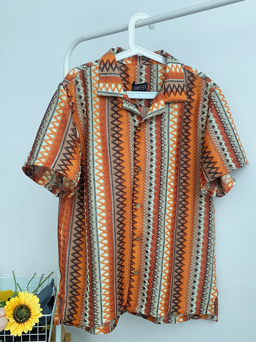 Áo sơ mi nam phong cách dân tộc cổ điển, tay ngắn, cao cấp, mát mẻ và sành điệu, áo sơ mi nửa tay mỏng, dáng rộng, hợp thời trang mùa hè.