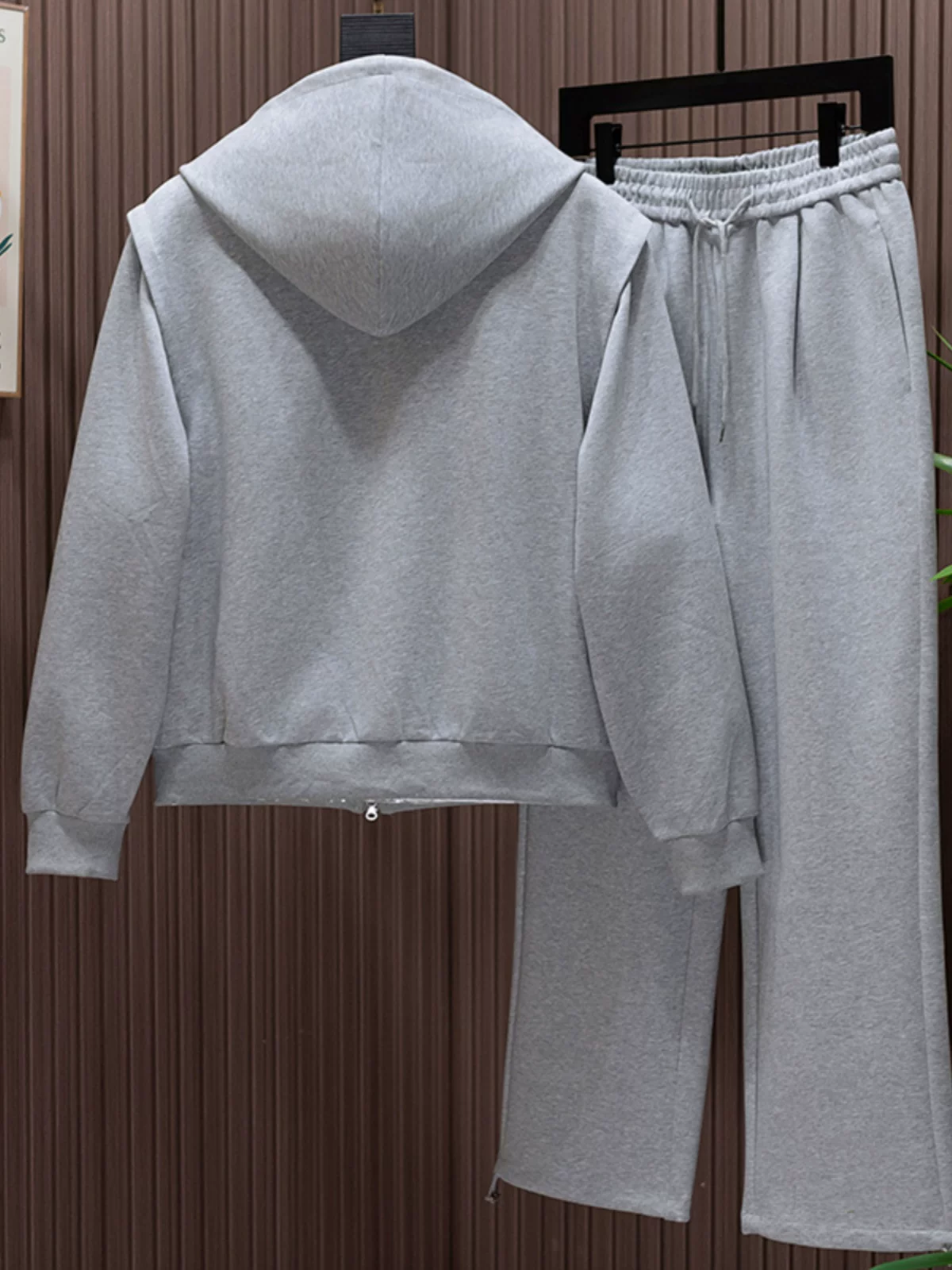 Áo khoác cardigan có mũ trùm đầu dành cho nam, bộ đồ thể thao phong cách Mỹ mùa xuân thu, áo khoác và quần rộng rãi.