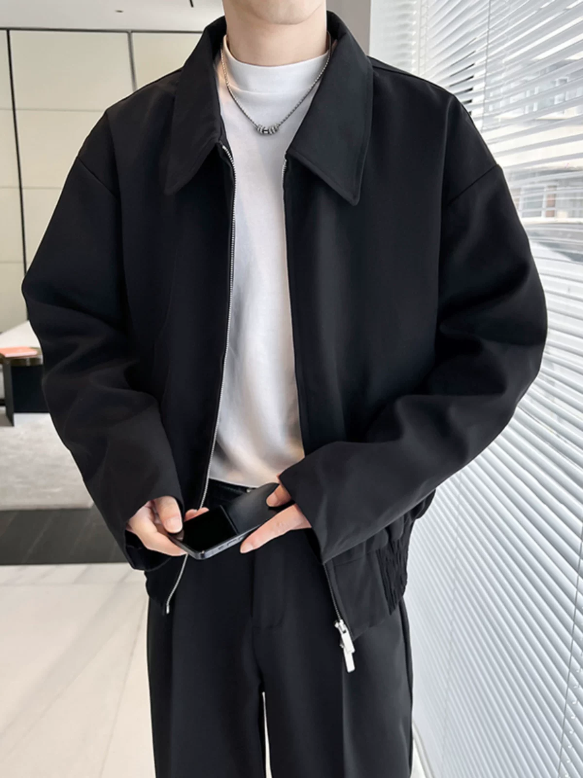 Áo khoác nam thời trang xuân thu, kiểu dáng gọn gàng, cao cấp, phong cách Mỹ, áo khoác ngắn kiểu dáng rộng rãi, lịch lãm.