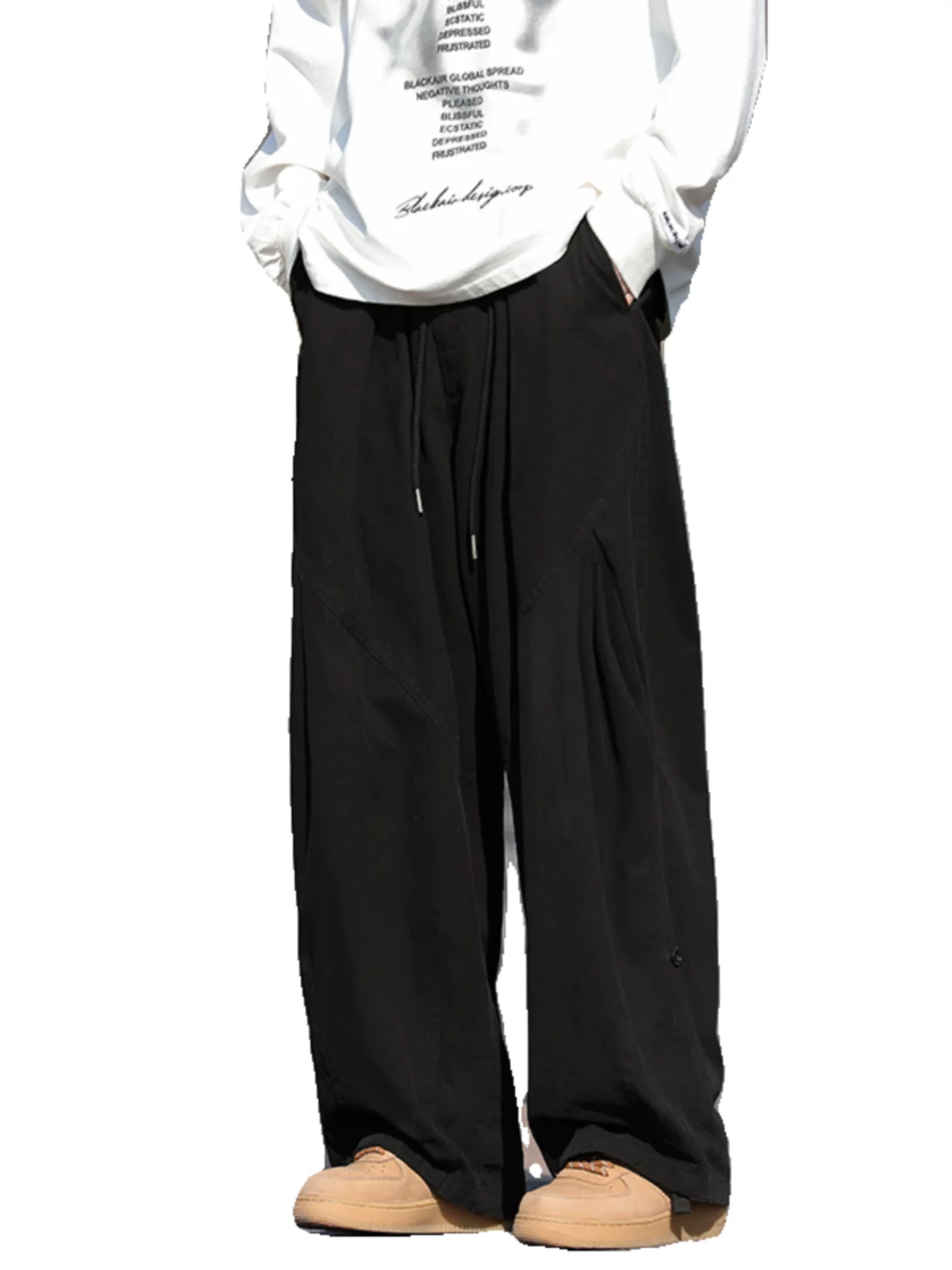 Quần cityboy phong cách Nhật Bản mùa xuân thu dành cho nam, quần dài chạm đất đa năng, dáng suông, quần cargo ống rộng thoải mái.