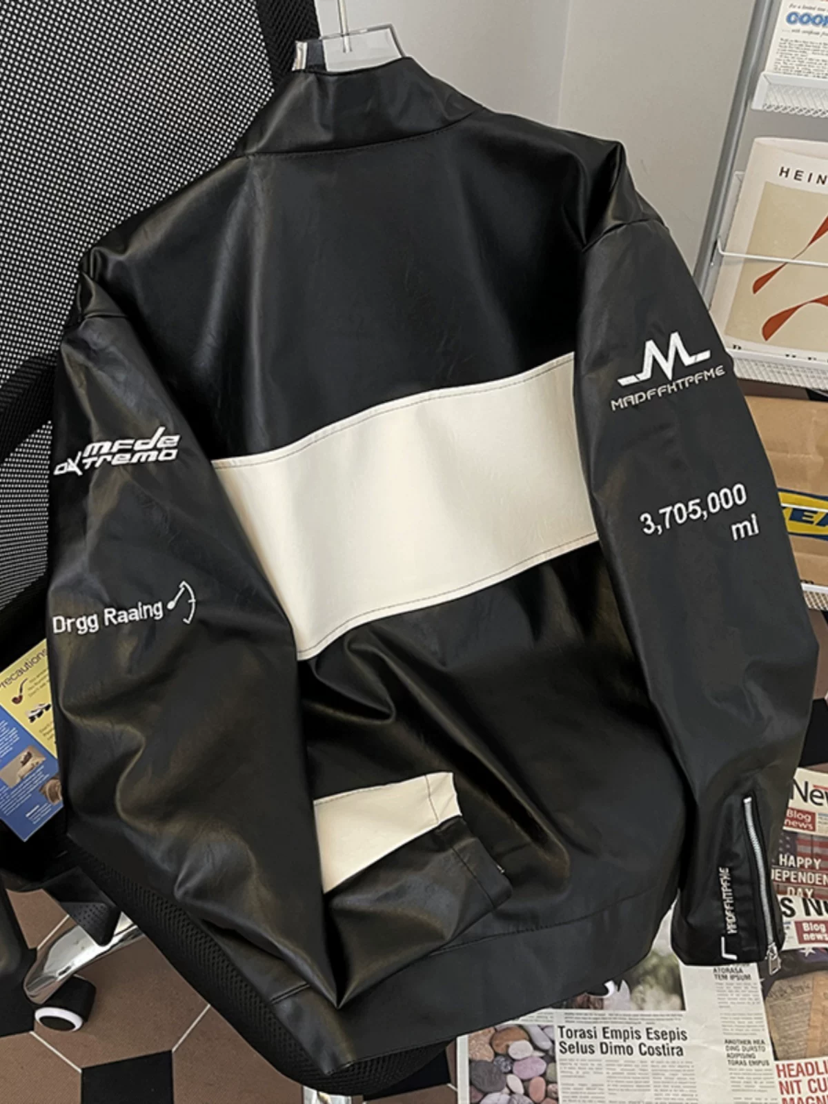 Áo khoác bóng chày da PU thêu kiểu Mỹ, dáng rộng cho nam, mùa xuân thu, thương hiệu thời thượng, áo khoác cặp đôi cá tính.