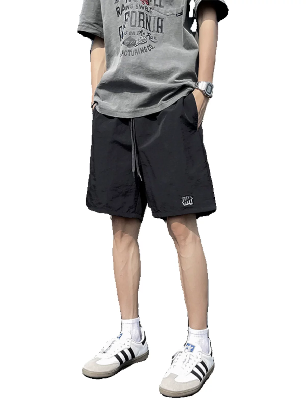 Quần short nam nhẹ, nhanh khô, dáng rộng, thêu kiểu Mỹ, quần short năm phần cho cặp đôi, quần short thể thao thông thường hợp thời trang mùa hè.