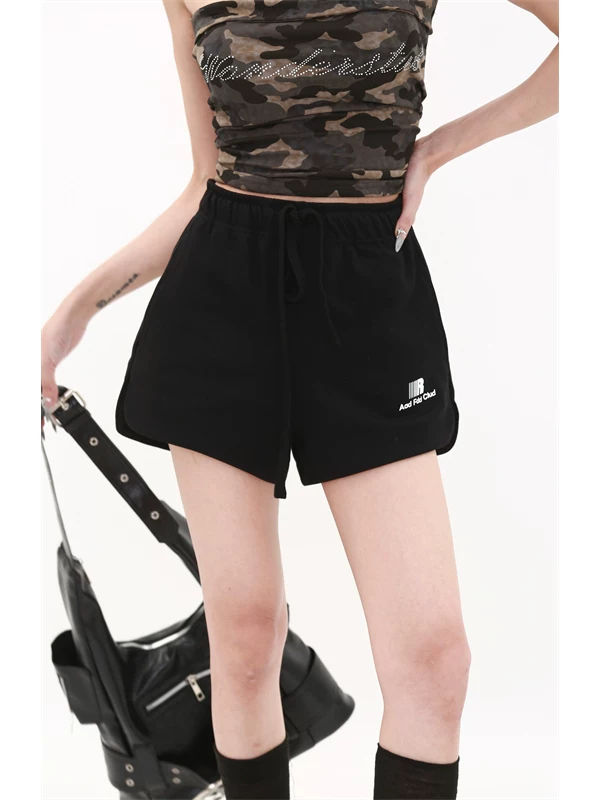Quần short thể thao in chữ cho nam và nữ, quần ống rộng dáng suông hợp thời trang mùa hè, quần short thể thao chạy bộ phong cách đường phố cao cấp của Mỹ.