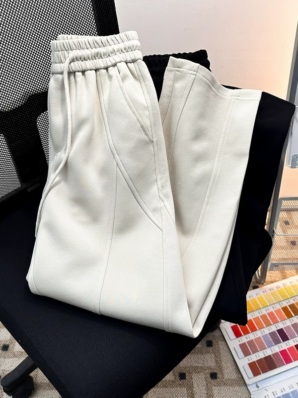 Quần thể thao nam kiểu Mỹ dáng cong, chất liệu dày dặn, thích hợp cho mùa xuân thu, quần đôi cleanfit, quần dài xu hướng thời trang, dáng rộng, chất liệu mềm mại.