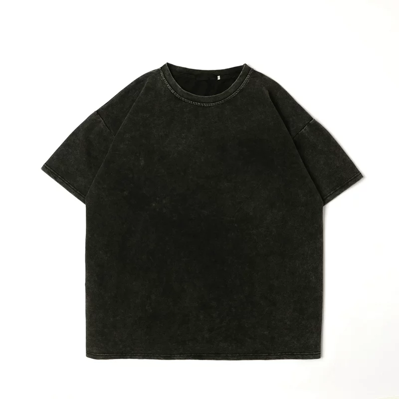 Áo thun ngắn tay cho nam, áo thun kiểu Hồng Kông thời thượng, dáng rộng, phong cách retro, rách nhẹ, áo thun tay lửng đa năng, mát mẻ mùa hè.