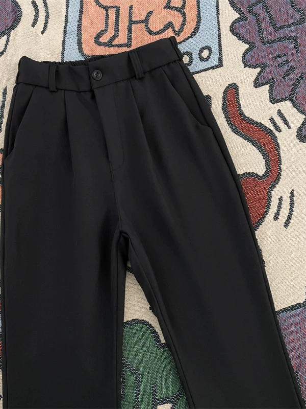 Quần tây ống loe thời thượng dành cho nam, quần ống đứng dáng rộng phong cách Mỹ mùa hè, quần dài retro đa năng, mát mẻ.