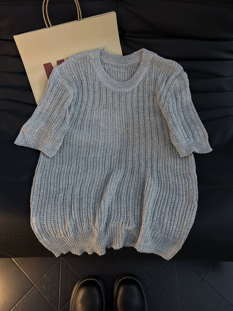 Áo thun dệt kim tay ngắn kiểu Mỹ dành cho nam và nữ, áo thun nửa tay rộng rãi và thoáng khí mùa hè, áo thun đơn giản và cao cấp của thương hiệu thời thượng