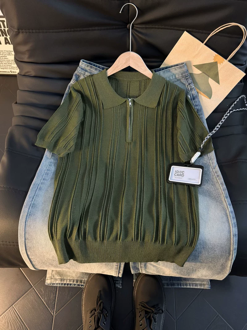 Áo polo nam chất liệu tơ đá dệt kim, cổ trụ, tay ngắn, thoáng mát mùa hè, kiểu dáng thời trang, thương hiệu nổi tiếng, áo thun rộng rãi thoải mái.