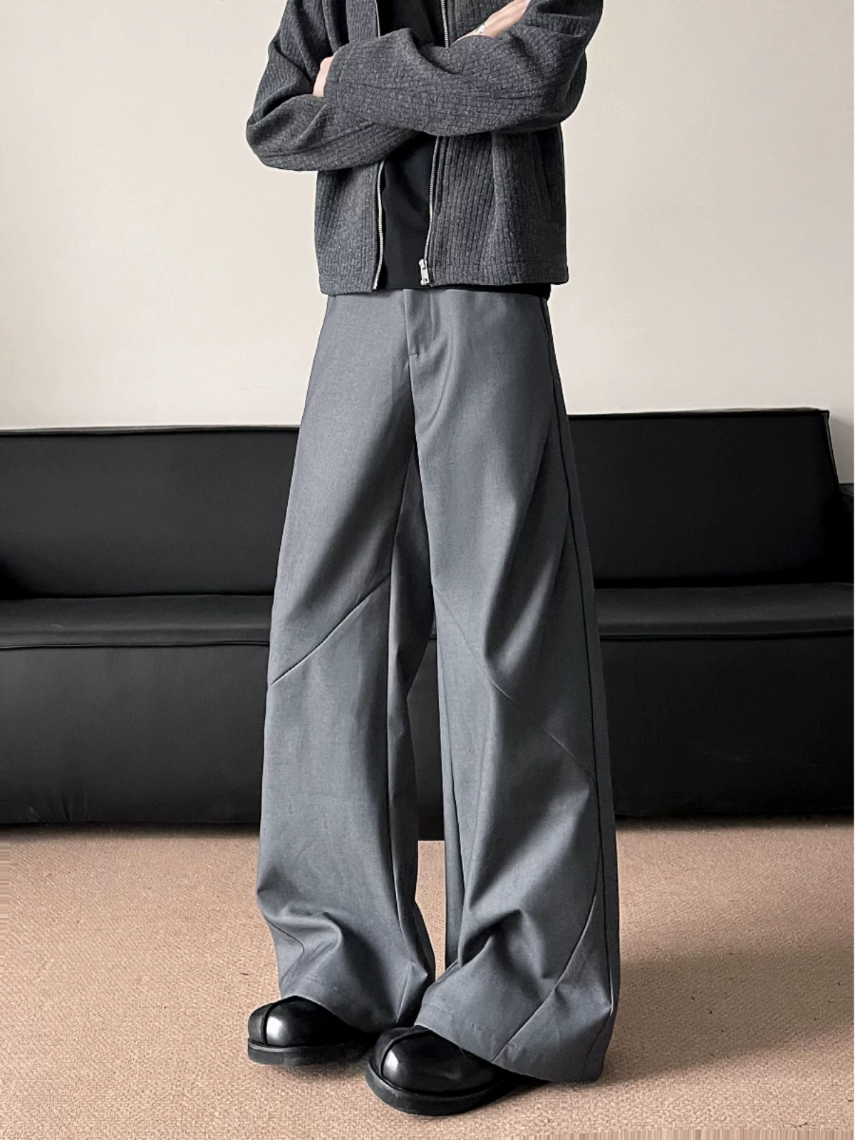 Quần nam thiết kế độc đáo cho mùa thu đông, quần scimitar cleanfit hợp thời trang, quần dài ống rộng phong cách Mỹ.