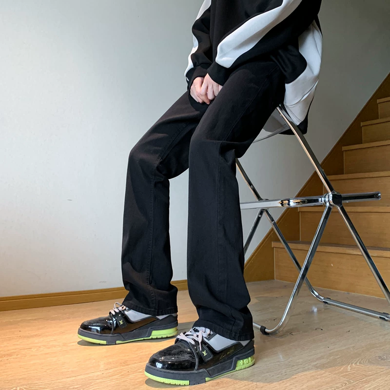 Quần jean đen cho nam, kiểu dáng mỏng mùa hè, phong cách đường phố Mỹ, quần học sinh, dáng rộng, đa năng, thương hiệu thời thượng, quần dài ống thẳng.